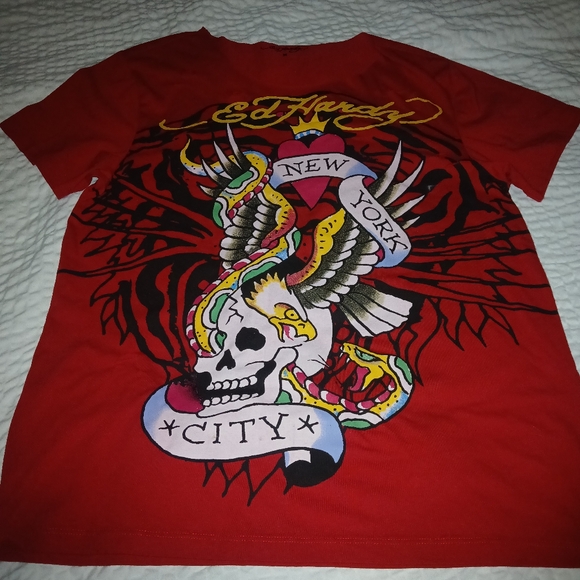 Ed Hardy Red Graphic Tee - Picture 2 of 5
